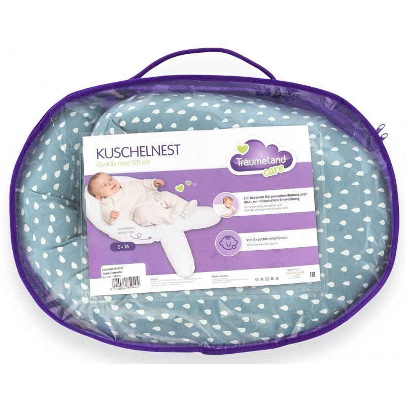 Traeumeland Perna pentru bebelusi Cuddly Nest Drops Ocean Blue