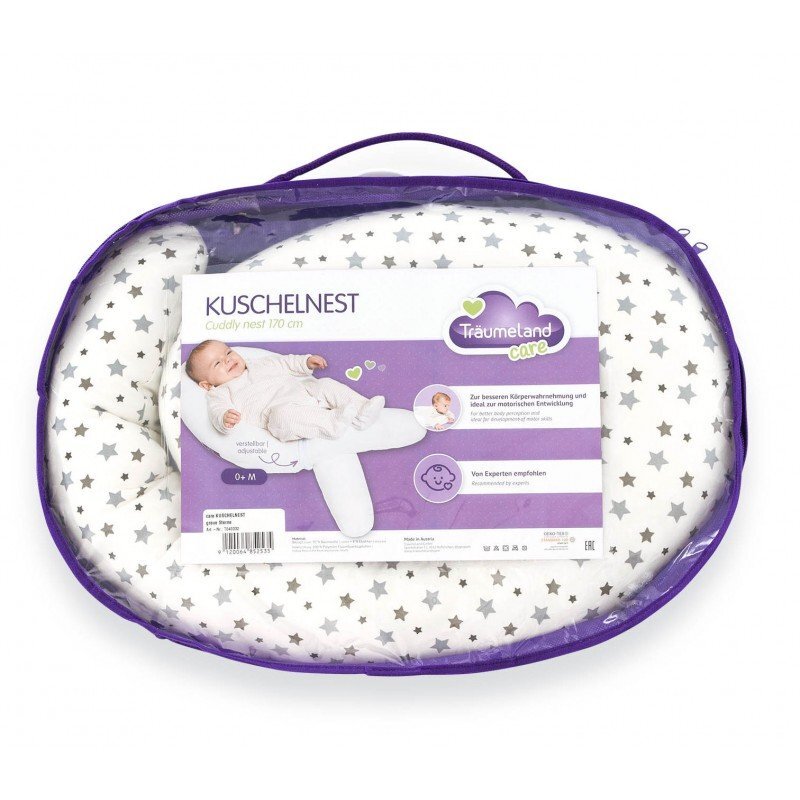 Traeumeland Perna pentru bebelusi Cuddly Nest Grey Stars