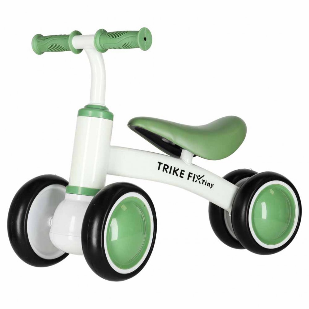 Trike Fix Bicicleta de echilibru fara pedale Tini V2 GreenWhite design cu patru roti roti EVA cadrul din otel carbon sarcina maxima 30 kg