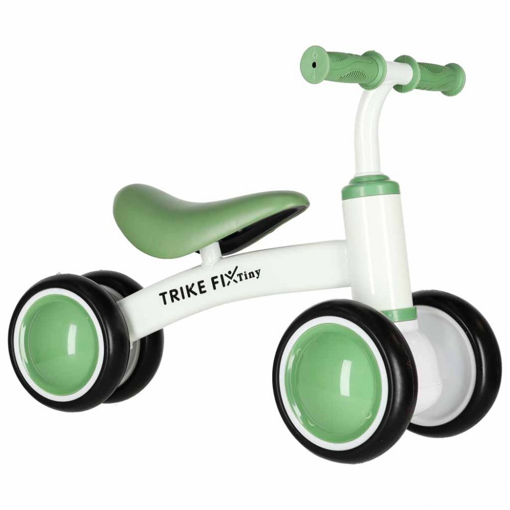 Trike Fix Bicicleta de echilibru fara pedale Tini V2 GreenWhite design cu patru roti roti EVA cadrul din otel carbon sarcina maxima 30 kg