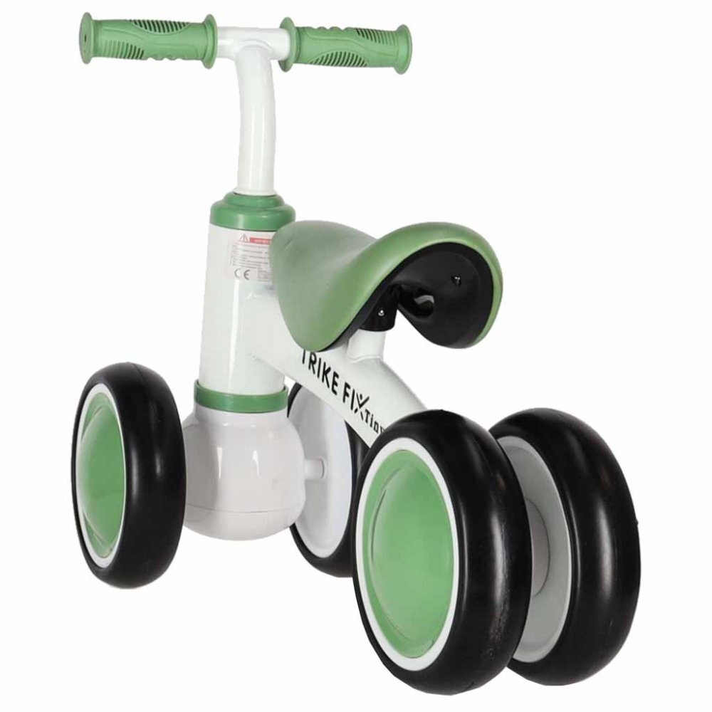 Trike Fix Bicicleta de echilibru fara pedale Tini V2 GreenWhite design cu patru roti roti EVA cadrul din otel carbon sarcina maxima 30 kg