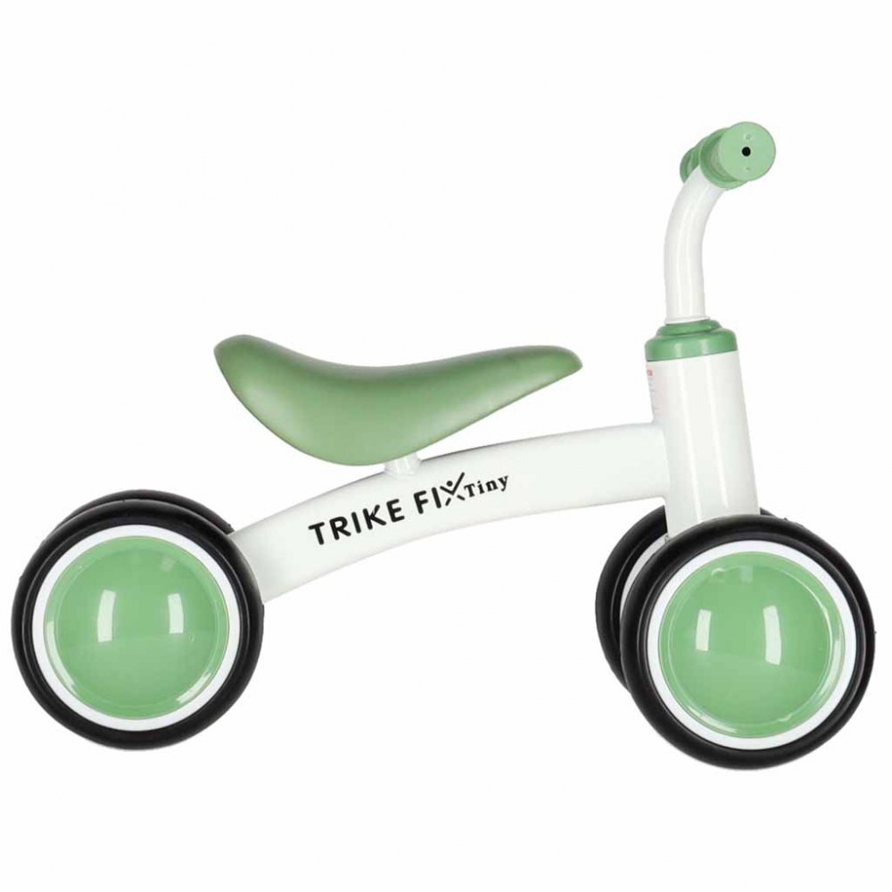 Trike Fix Bicicleta de echilibru fara pedale Tini V2 GreenWhite design cu patru roti roti EVA cadrul din otel carbon sarcina maxima 30 kg