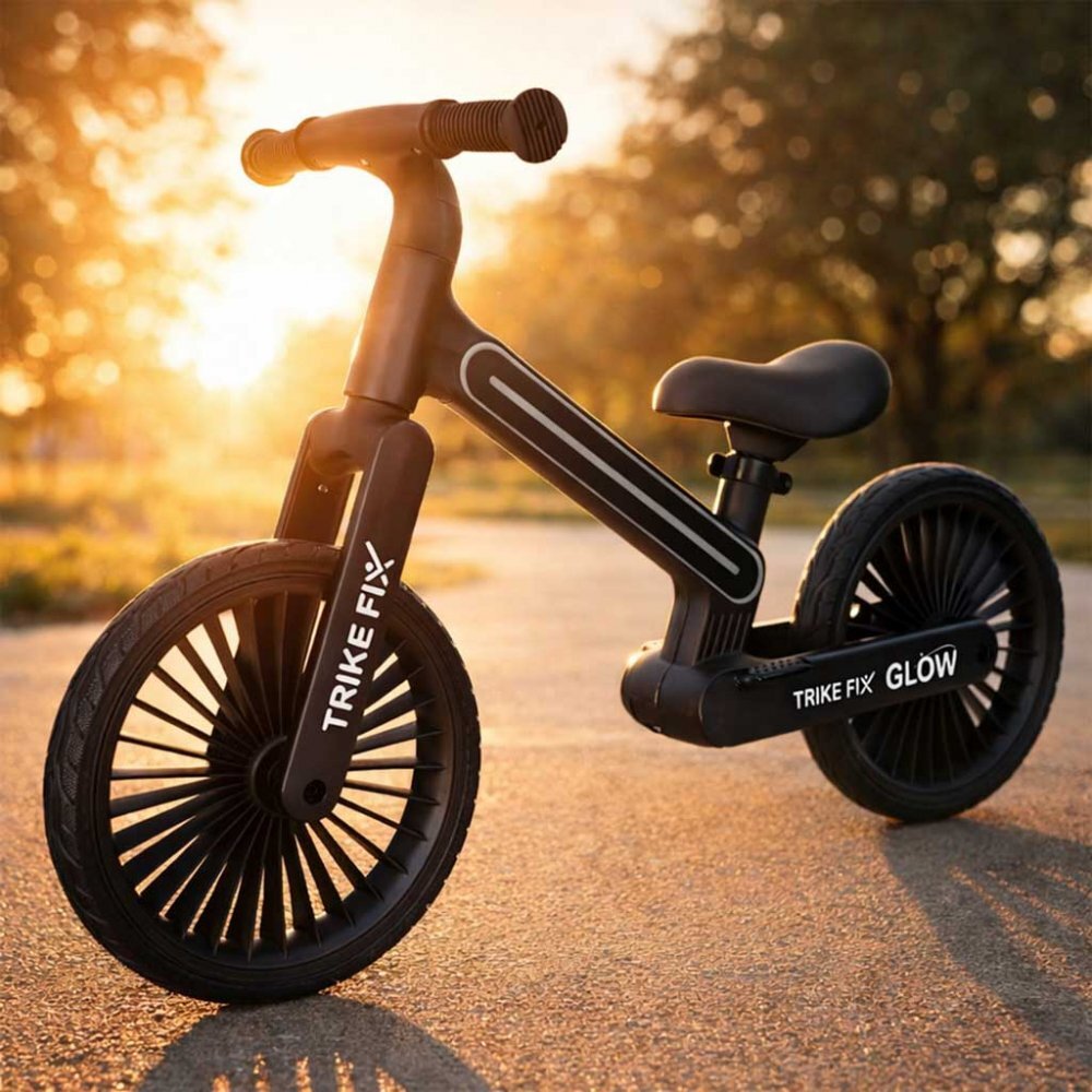 Trike Fix Bicicleta fara pedale pentru copii Glow Black cadru cu 20 moduri LED RGB ultra-usoara 3.6kg roti 12 EVA