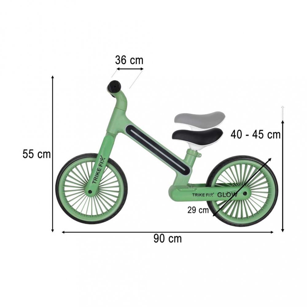 Trike Fix Bicicleta fara pedale pentru copii Glow Green cadru cu 20 moduri LED RGB ultra-usoara 3.6kg roti 12 EVA