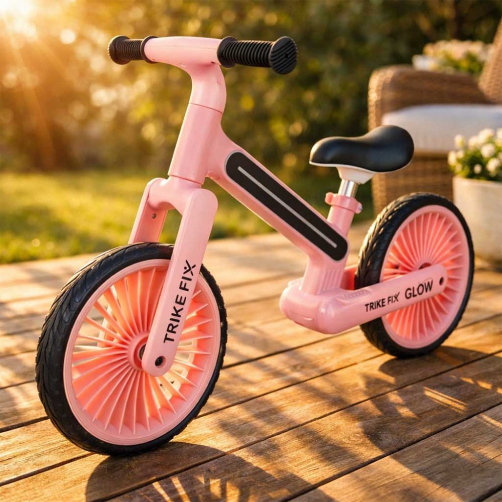 Trike Fix Bicicleta fara pedale pentru copii Glow Pink cadru cu 20 moduri LED RGB ultra-usoara 3.6kg roti 12 EVA