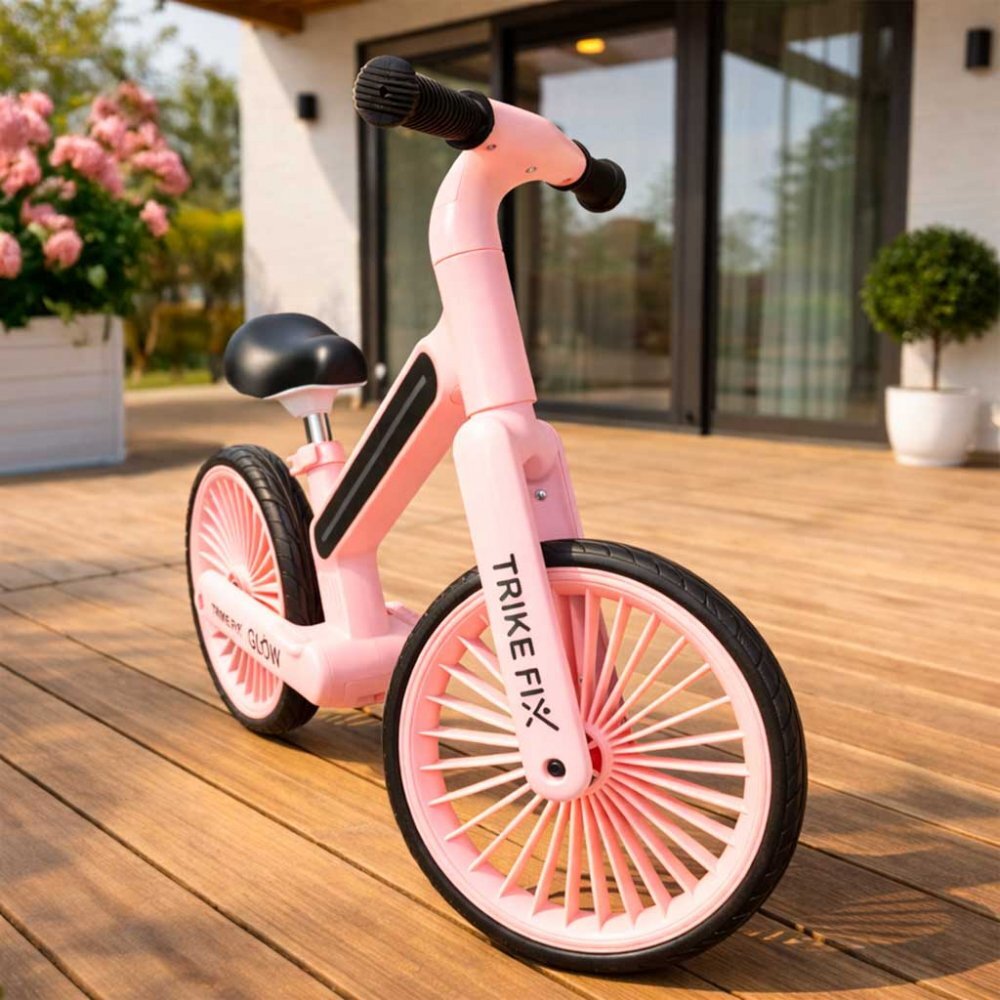 Trike Fix Bicicleta fara pedale pentru copii Glow Pink cadru cu 20 moduri LED RGB ultra-usoara 3.6kg roti 12 EVA