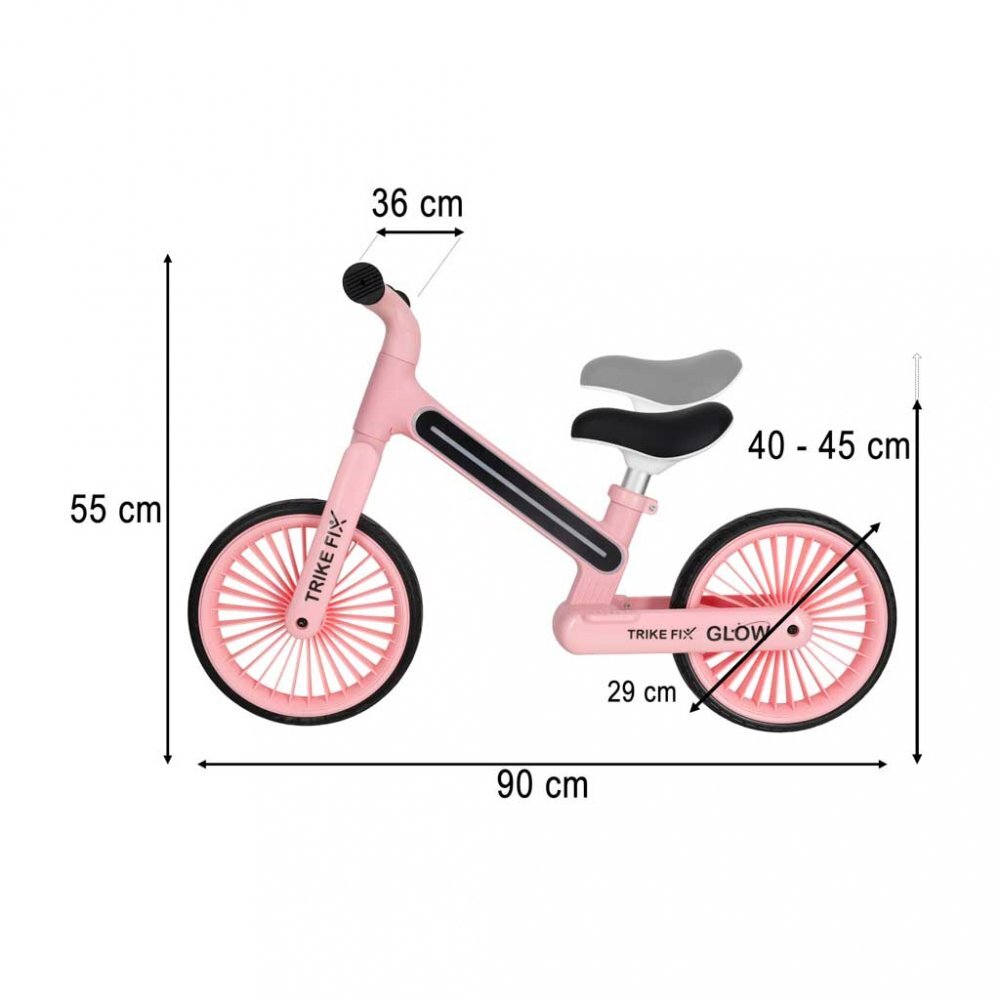 Trike Fix Bicicleta fara pedale pentru copii Glow Pink cadru cu 20 moduri LED RGB ultra-usoara 3.6kg roti 12 EVA