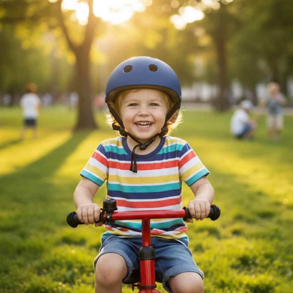 Trike Fix Casca de bicicleta pentru copii marime M (55-58 cm) lumina LED integrata si 11 orificii de ventilaie Blue