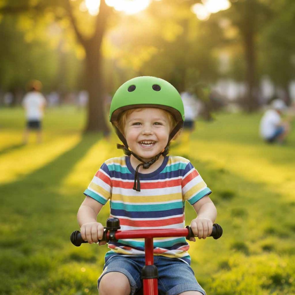 Trike Fix Casca de bicicleta pentru copii marime M (55-58 cm) lumina LED integrata si 11 orificii de ventilaie Green