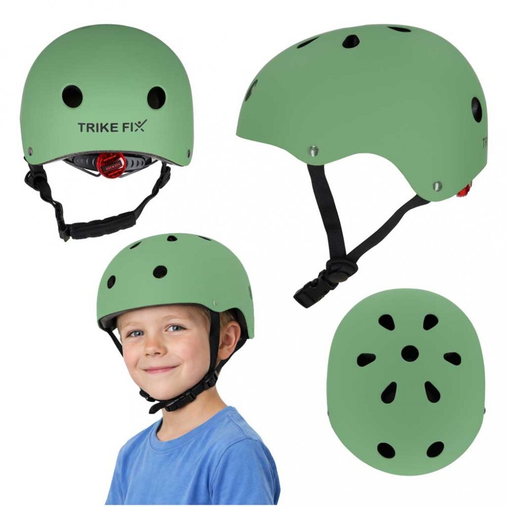 Trike Fix Casca de bicicleta pentru copii marime M (55-58 cm) lumina LED integrata si 11 orificii de ventilaie Green