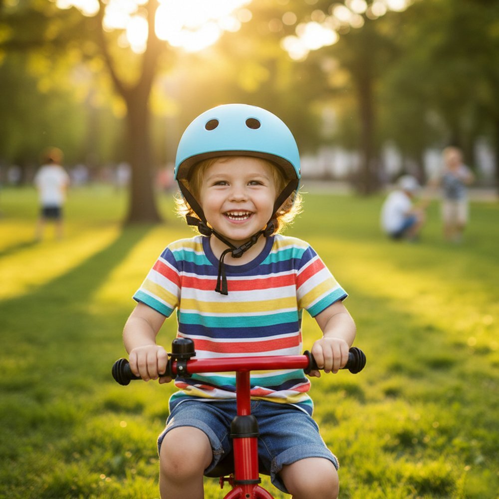 Trike Fix Casca de bicicleta pentru copii marime M (55-58 cm) lumina LED integrata si 11 orificii de ventilaie Light Blue