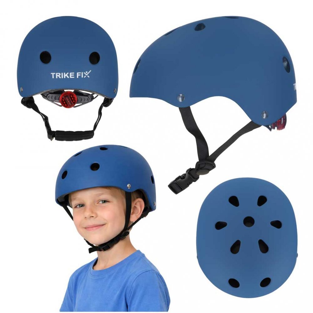 Trike Fix Casca de protectie pentru copii FIX S Blue S (48-54 cm) reglabila cu lumina LED sistem de prindere 11 orificii de ventilatie