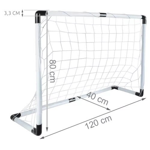 Trizand Poarta fotbal pentru copii pliabila usor de montat cu minge pompa si carlige de fixare incluse dimensiune 120 x 40 x 80 cm