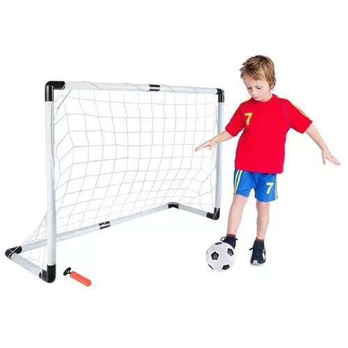 Trizand Poarta fotbal pentru copii pliabila usor de montat cu minge pompa si carlige de fixare incluse dimensiune 120 x 40 x 80 cm