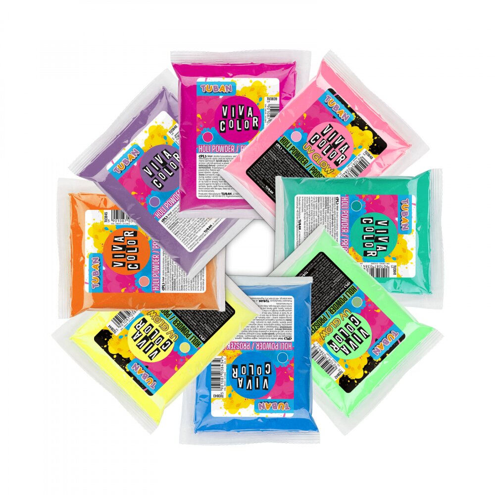 Tuban Set pudra Holi Viva Kolor 8 culori x 100g