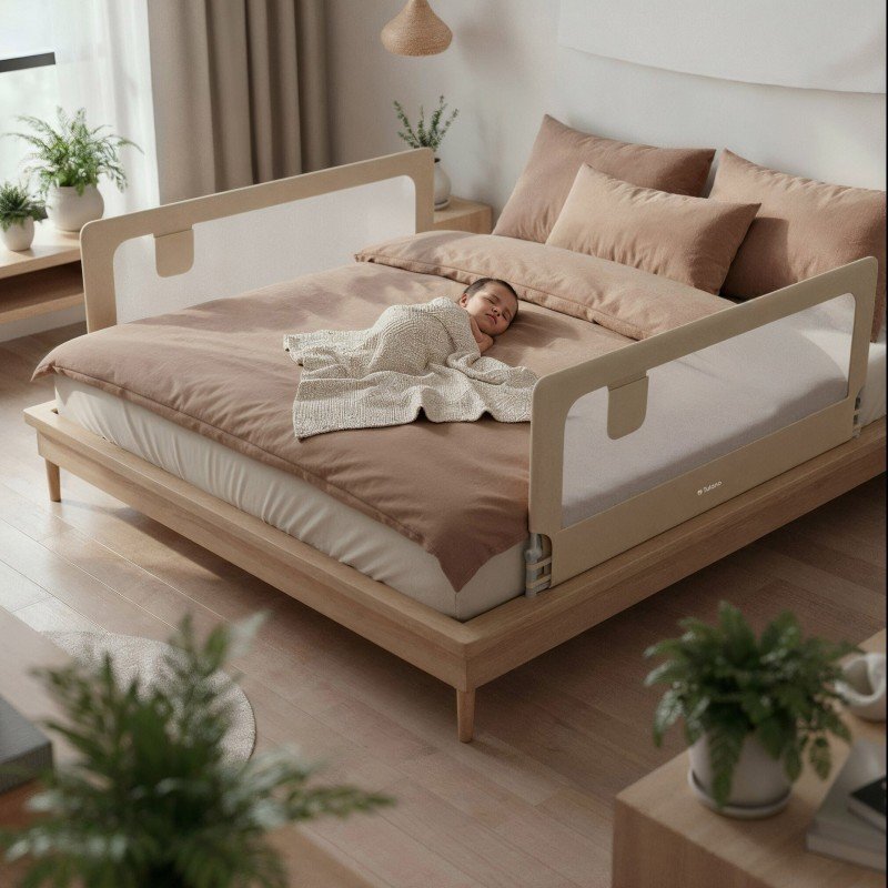 Tulano Bariera de protectie pentru copii Cover 30 Beige 200 cm cu inaltime reglabila 67-83 cmrabatabilahusa respirabilabuzunar accesorii integratcompatibila cu saltele cu grosime 10-28 cm