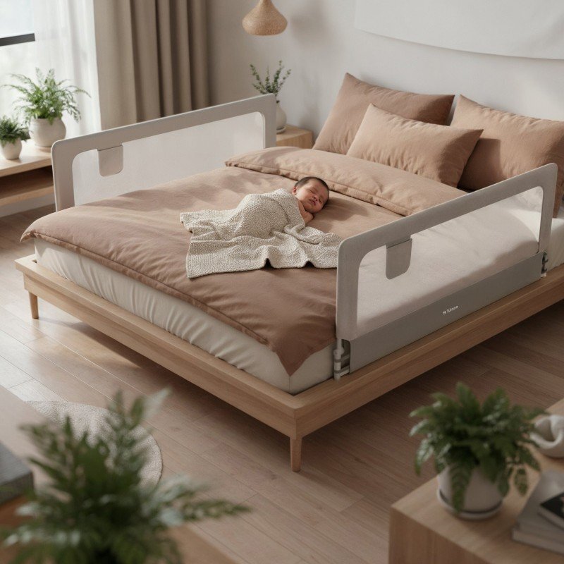 Tulano Bariera de protectie pentru copii Cover 30 WhiteGrey 200 cm cu inaltime reglabila 67-83 cmrabatabilahusa respirabilabuzunar accesorii integratcompatibila cu saltele cu grosime 10-28 cm