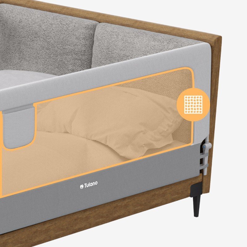 Tulano Bariera de protectie pentru copii Cover 30 WhiteGrey 200 cm cu inaltime reglabila 67-83 cmrabatabilahusa respirabilabuzunar accesorii integratcompatibila cu saltele cu grosime 10-28 cm