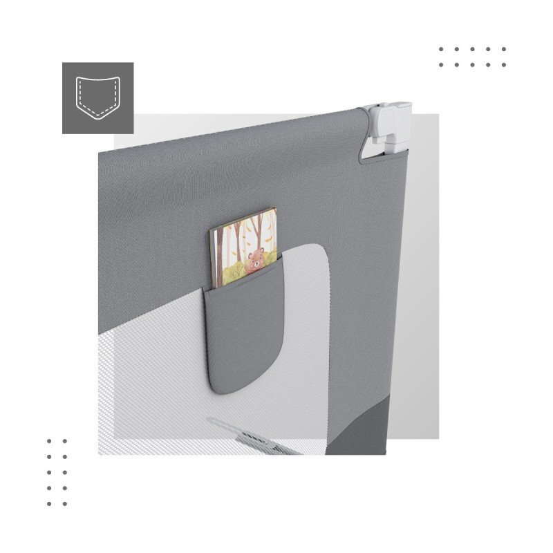 Tulano Bariera de protectie pentru copii Cover 40 Grey 200x70 cm cu structura ultra-reglabilahusa respirabilabuzunar accesorii integratcompatibila cu saltele cu grosime 10-28 cm