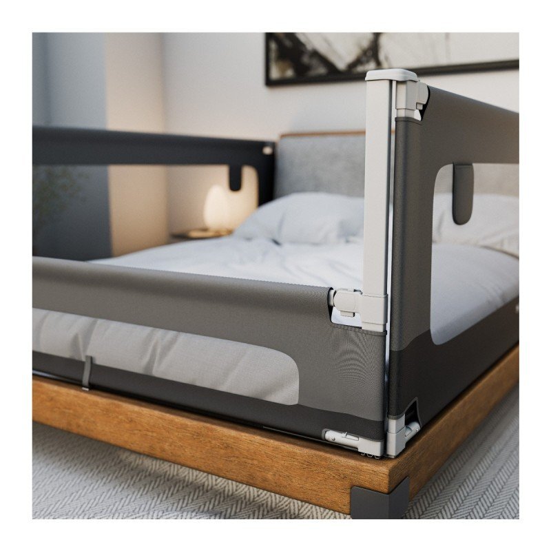 Tulano Bariera de protectie pentru copii Cover 40 Grey 200x70 cm cu structura ultra-reglabilahusa respirabilabuzunar accesorii integratcompatibila cu saltele cu grosime 10-28 cm