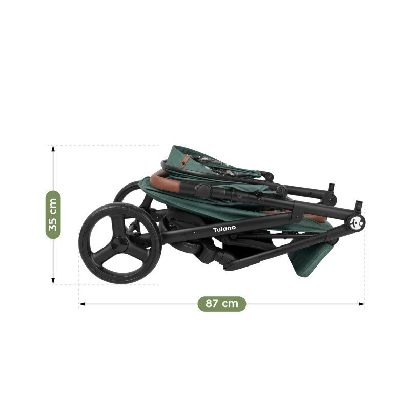 Tulano Carucior pentru copii Avignon Flower Collection 35 Green cu husa picioareprotectie ploaiepaturicaplasa insecte inclusepozitie somncapotina XXLsuspensii integratecadru usor 7.7 kgpana la 22 kg