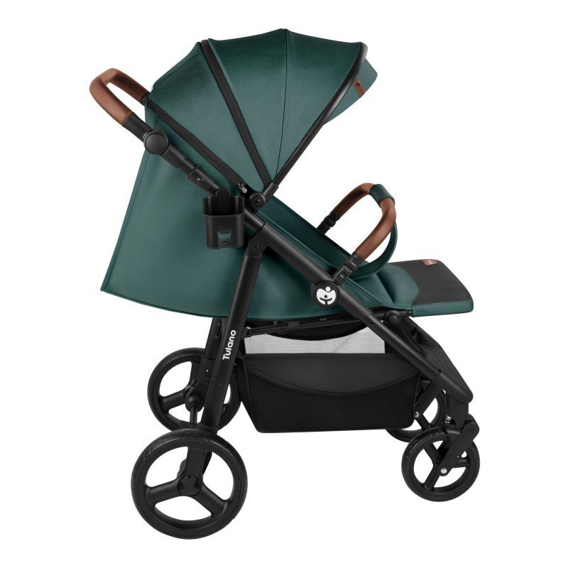 Tulano Carucior pentru copii Avignon Flower Collection 35 Green cu husa picioareprotectie ploaiepaturicaplasa insecte inclusepozitie somncapotina XXLsuspensii integratecadru usor 7.7 kgpana la 22 kg