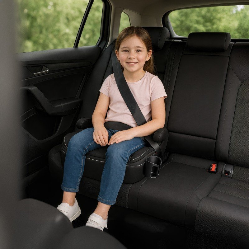 Tulano Inaltator auto copii I-Size cu isofix Avignon Cabby 30 Black 125-150 cmsuport pahar inclushusa din material ultra softomologat R129