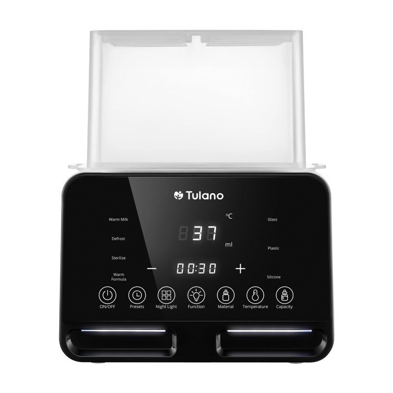 Tulano Incalzitor si sterilizator dublu pentru biberoane Ellie 45 cu 7 functii si afisaj digital lumina de veghe fara Bpa termostat inteligent cu setare temperatura