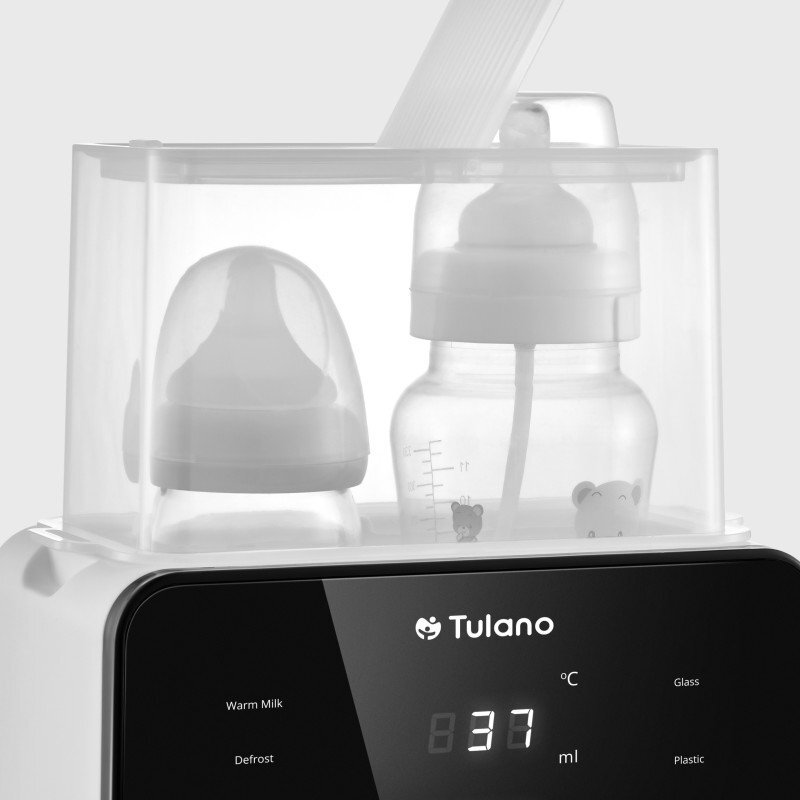 Tulano Incalzitor si sterilizator dublu pentru biberoane Ellie 45 cu 7 functii si afisaj digital lumina de veghe fara Bpa termostat inteligent cu setare temperatura