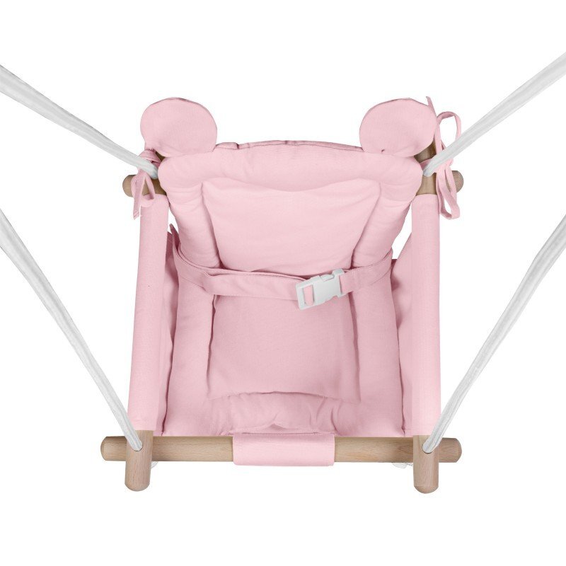 Tulano Leagan textil din lemn pentru copii Hop 30 Pink cu centura de sigurantaspatarsezut moale cu husa din bumbac utilizare interiorexterior greutate admisa 60 kg