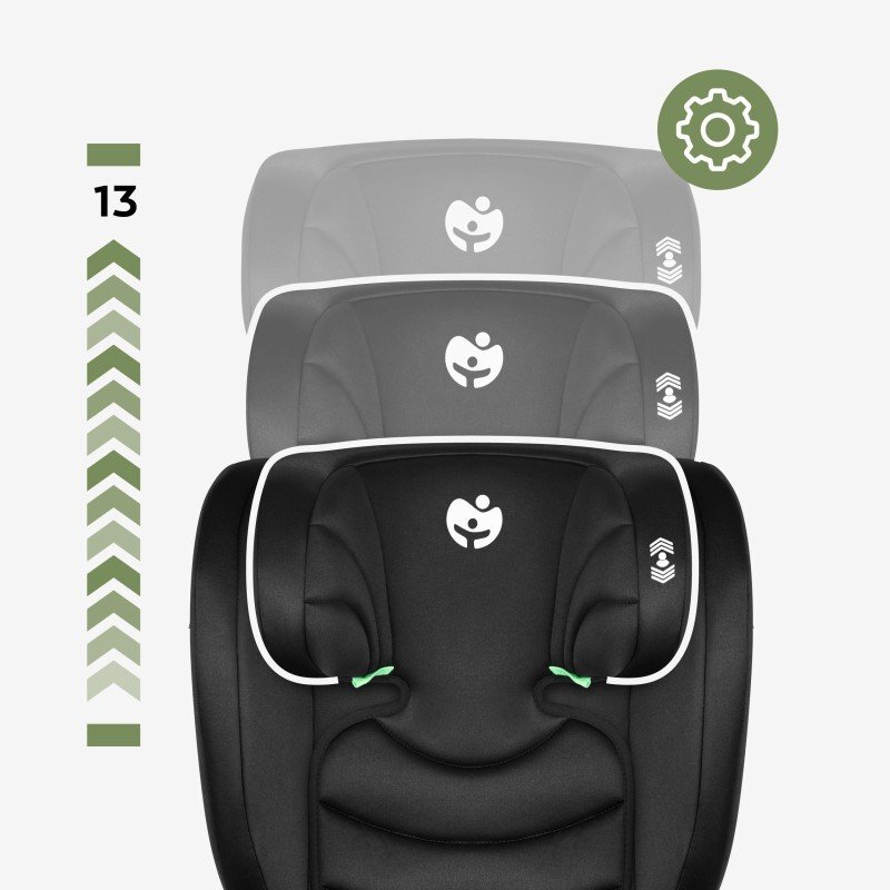 Tulano Scaun auto copii 2in1 I-Size Joy 20 Black 100-150 cm cu spatar detasabilcertificat ECE R129suport pahar si 2 parasolare inclusetetiera reglabila 13 pozitii distincte