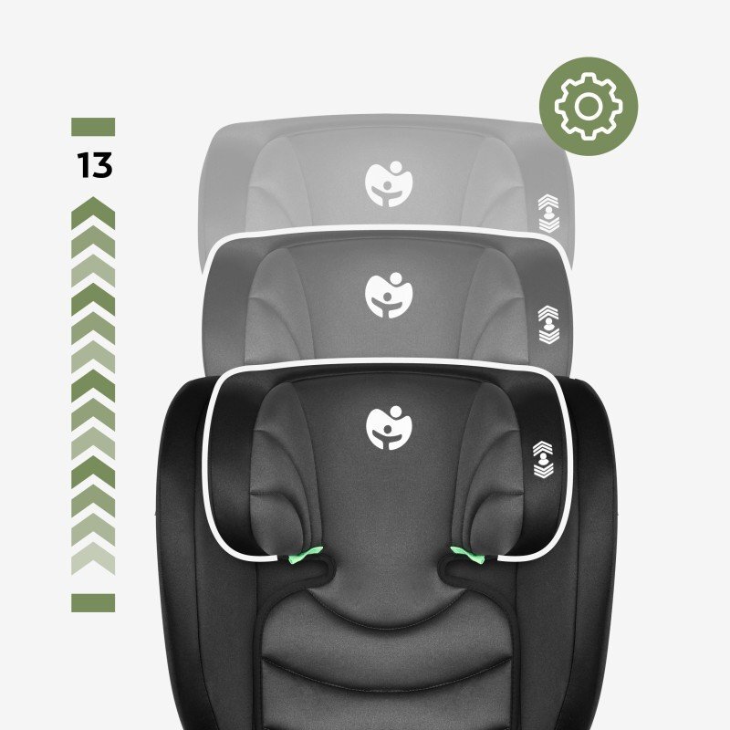 Tulano Scaun auto copii 2in1 I-Size Joy 20 BlackGrey 100-150 cm cu spatar detasabilcertificat ECE R129suport pahar si 2 parasolare inclusetetiera reglabila 13 pozitii distincte