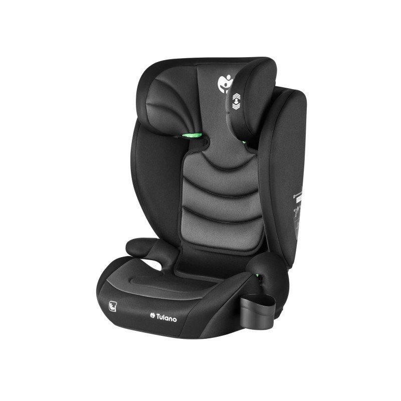 Tulano Scaun auto copii 2in1 I-Size Joy 20 BlackGrey 100-150 cm cu spatar detasabilcertificat ECE R129suport pahar si 2 parasolare inclusetetiera reglabila 13 pozitii distincte