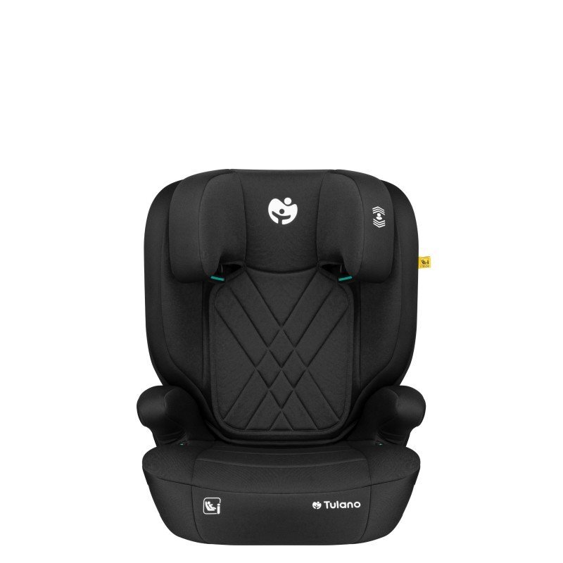 Tulano Scaun auto copii cu isofix 2in1 I-Size Joy 45 Black 100-150 cm cu spatar detasabilcertificat ECE R129tetiera reglabila 14 pozitii sistem protectie impact lateral SIP2 parasolare auto incluse