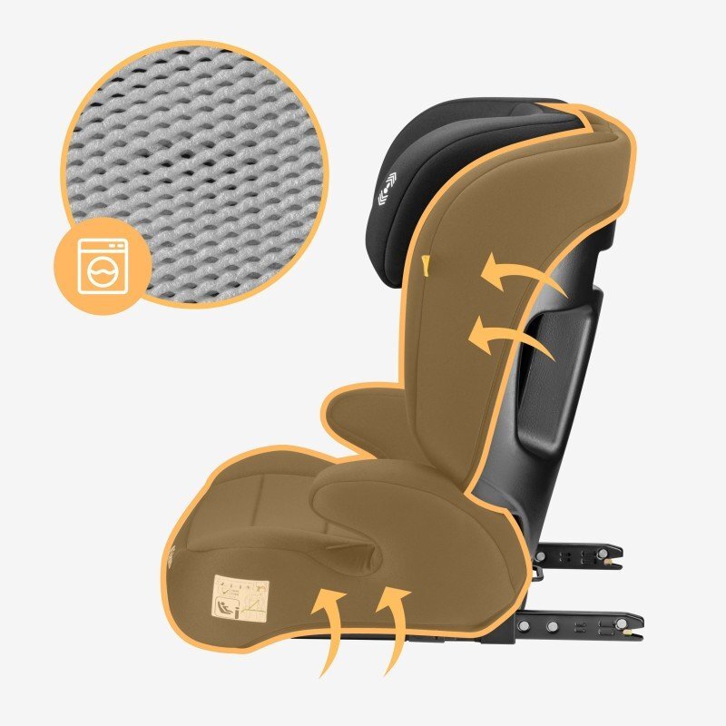 Tulano Scaun auto copii cu isofix 2in1 I-Size Joy 45 Black 100-150 cm cu spatar detasabilcertificat ECE R129tetiera reglabila 14 pozitii sistem protectie impact lateral SIP2 parasolare auto incluse