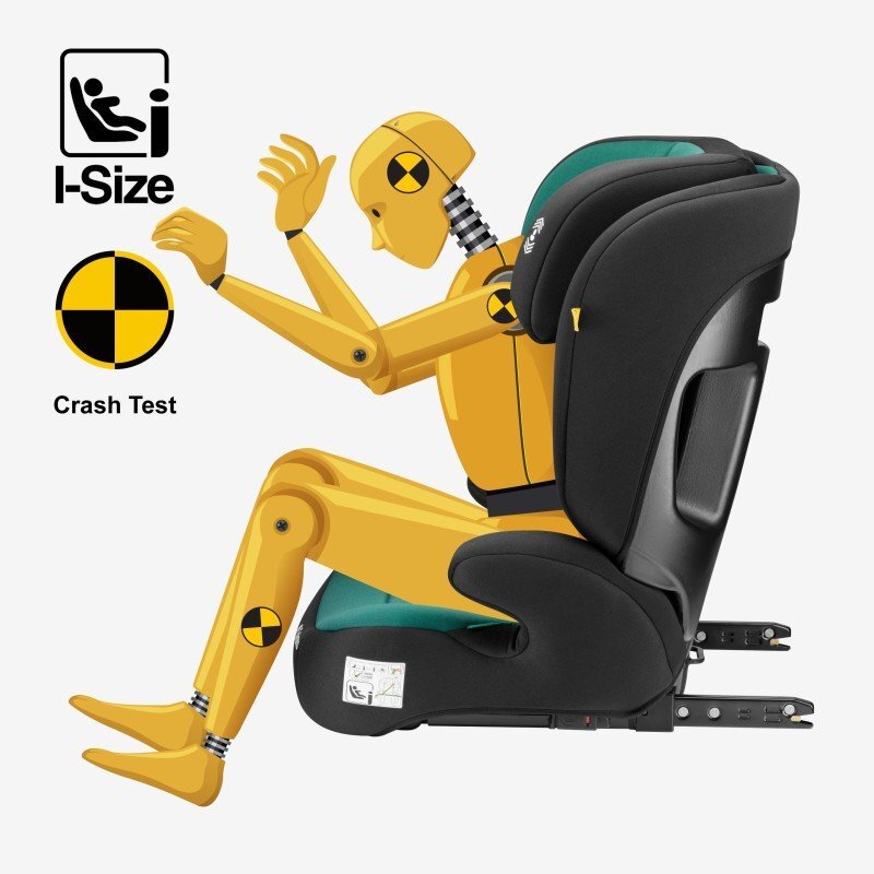 Tulano Scaun auto copii cu isofix 2in1 I-Size Joy 45 Green 100-150 cm cu spatar detasabilcertificat ECE R129tetiera reglabila 14 pozitii sistem protectie impact lateral SIP2 parasolare auto incluse