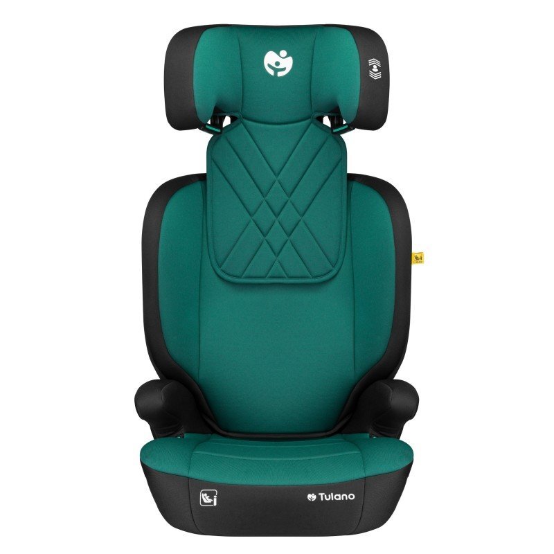 Tulano Scaun auto copii cu isofix 2in1 I-Size Joy 45 Green 100-150 cm cu spatar detasabilcertificat ECE R129tetiera reglabila 14 pozitii sistem protectie impact lateral SIP2 parasolare auto incluse