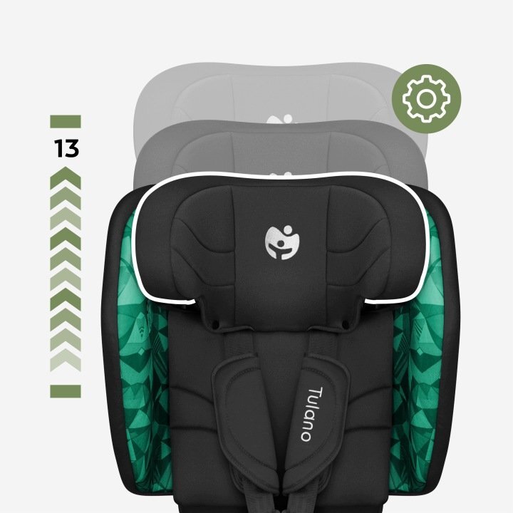 Tulano Scaun auto copii cu isofix Zooma 55 BlackGreen i-Size 76-150 cmSIP GuardFixstructura pliabila compatibila aviontetiera cu spuma de memorie si inaltime reglabila4 pozitii inclinare spatargeanta inclusa