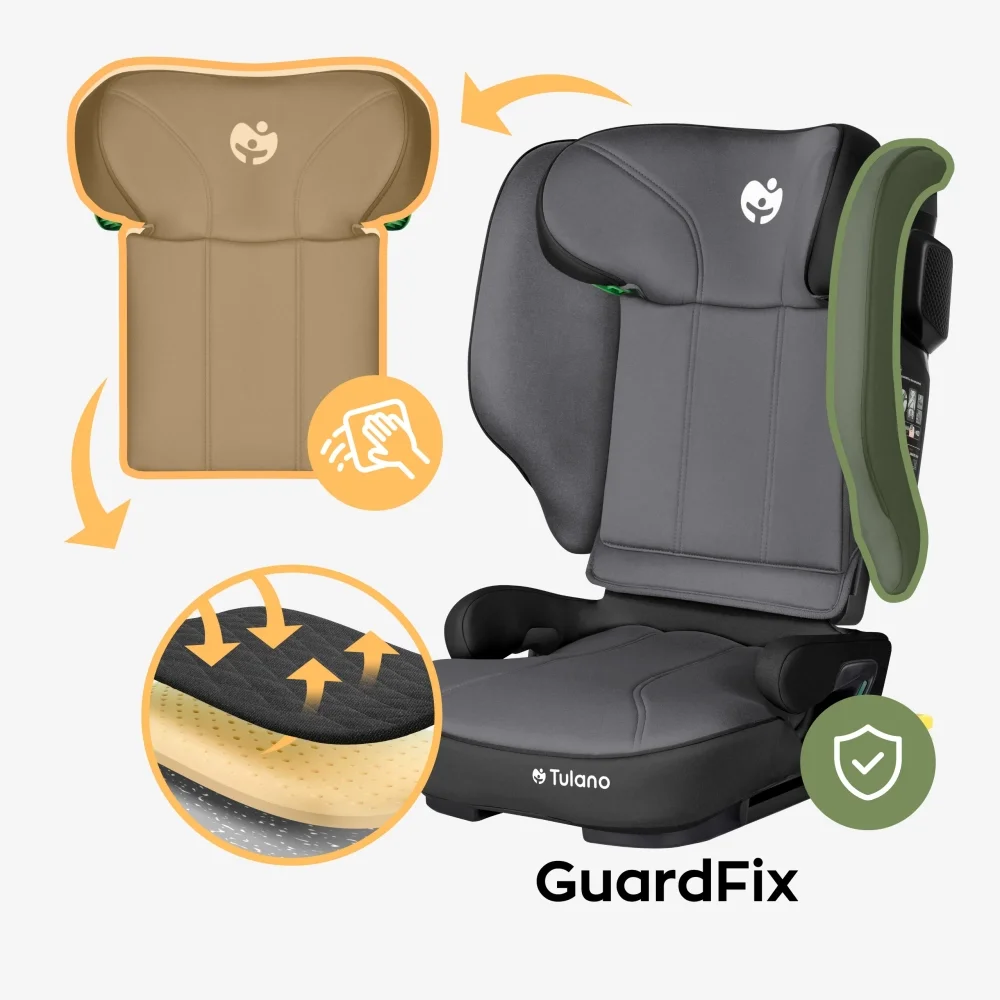 Tulano Scaun auto copii Joy 55 BlackGrey I-Size 100-150 cmsistem integrat SIP GuardFixdesign pliabilfixare cu isofixspatar reglabilparasolar incorporattetiera reglabila cu spuma de memorie