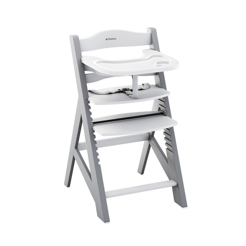 Tulano Scaun de masa copii multifunctional 4-in-1 Morsel 40 GreyWhite structura din lemn rezistent11 nivele de inaltime tavita dublarecomandat 6luni-12 anigreutate admisa 40 kg