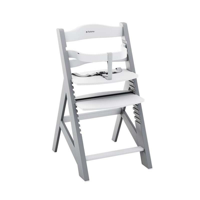 Tulano Scaun de masa copii multifunctional 4-in-1 Morsel 40 GreyWhite structura din lemn rezistent11 nivele de inaltime tavita dublarecomandat 6luni-12 anigreutate admisa 40 kg