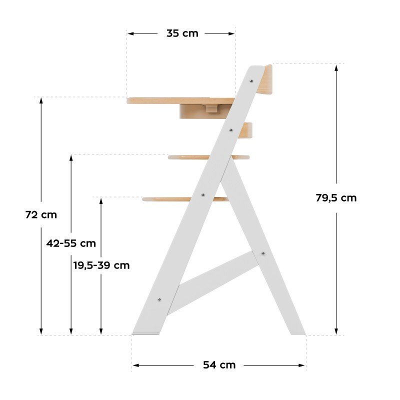 Tulano Scaun de masa copii multifunctional 4-in-1 Morsel 40 WhiteNatural structura din lemn rezistent11 nivele de inaltime tavita dublarecomandat 6luni-12 anigreutate admisa 40 kg