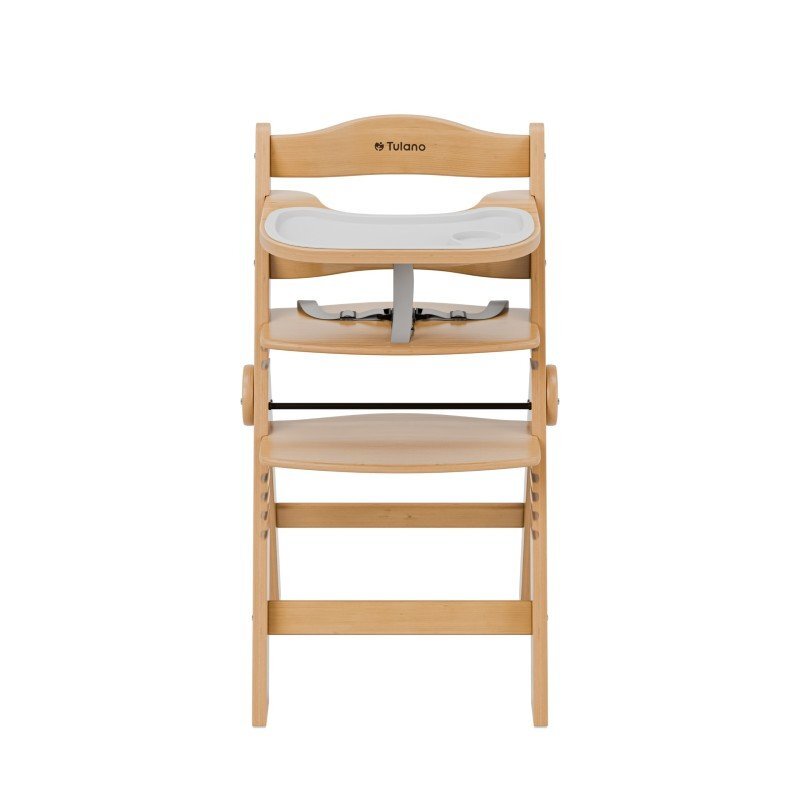 Tulano Scaun de masa copii multifunctional 4-in-1 Morsel 45 Natural structura din lemn rezistentpliabil9 nivele de inaltime tavita dublarecomandat 6luni-12 anigreutate admisa 40 kg