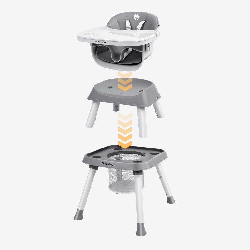 Tulano Scaun de masa transformabil 9in1 pentru copii Morsel 50 Grey multifunctionalmasuta cu placa lego