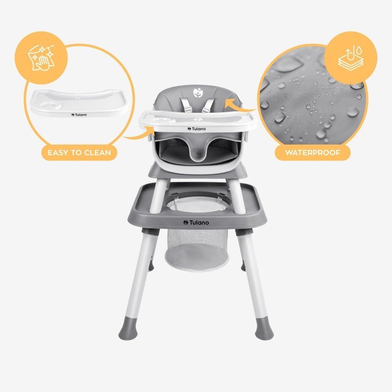 Tulano Scaun de masa transformabil 9in1 pentru copii Morsel 50 Grey multifunctionalmasuta cu placa lego