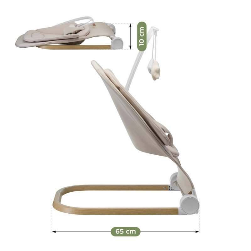Tulano Sezlong balansoar Moon 50 Beige cu spatar reglabil in 4 pozitiipernuta reductorcentura de sigurantasezut anatomicbara cu jucariipliere compactabaza antiderapantatapiterie UltraSoft