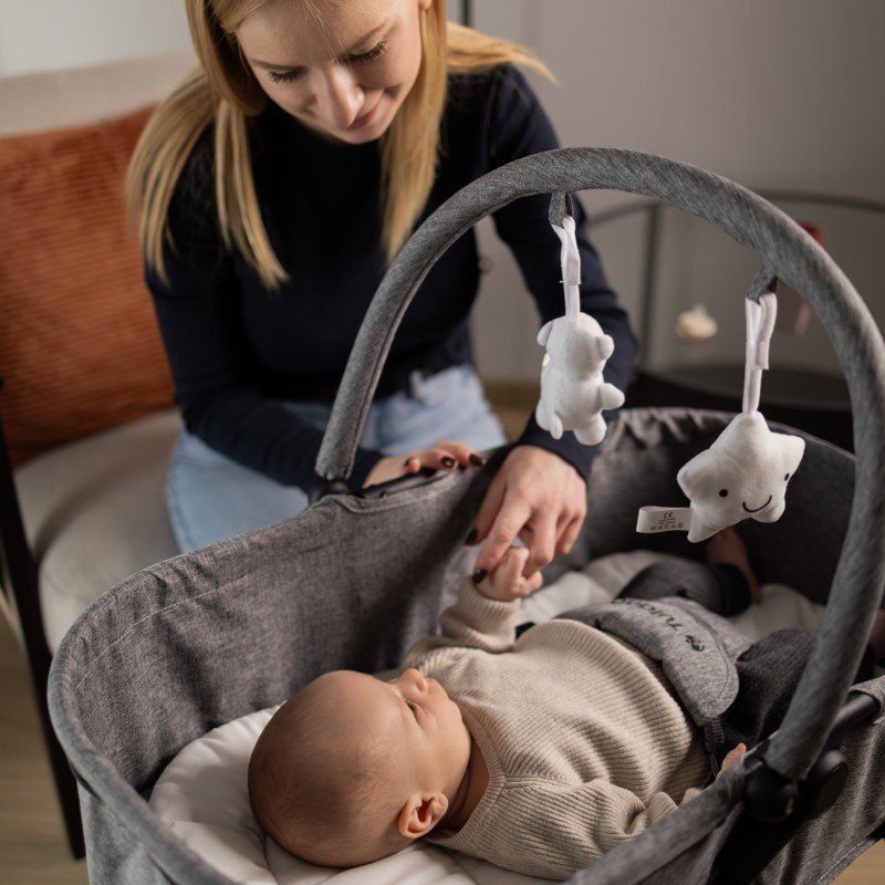 Tulano Sezlong balansoar multifunctional 4-in-1 Moon 35 Grey cu sistem de leganareutilizare tip patutspatar reglabil5 nivele de inaltimecenturi de sigurantasalteluta reductorcadru din otelbara cu jucarii
