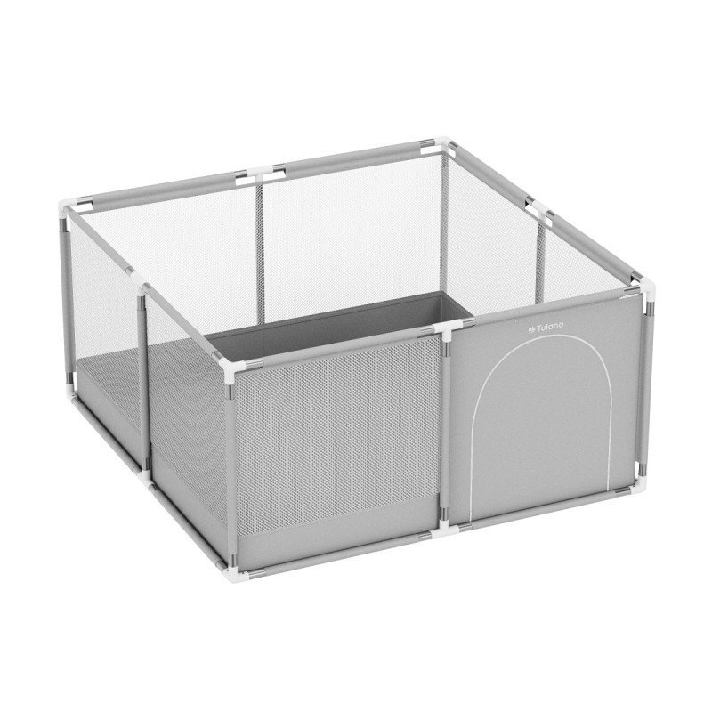 Tulano Tarc de joaca copii Cozy 20 Grey 130x130x65cmutilizare interiorexterior cadru metalic usa cu fermoar husa din plasa respirabila colturi rotunjite ventuze anti-alunecare geanta transport inclusa