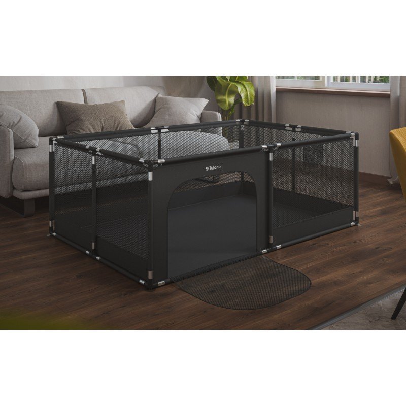 Tulano Tarc de joaca copii Cozy 22 Graphite 120x180x66cmutilizare interiorexterior cadru metalic usa cu fermoar husa din plasa respirabila colturi rotunjite ventuze anti-alunecare geanta transport inclusa