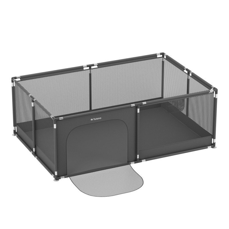 Tulano Tarc de joaca copii Cozy 22 Graphite 120x180x66cmutilizare interiorexterior cadru metalic usa cu fermoar husa din plasa respirabila colturi rotunjite ventuze anti-alunecare geanta transport inclusa